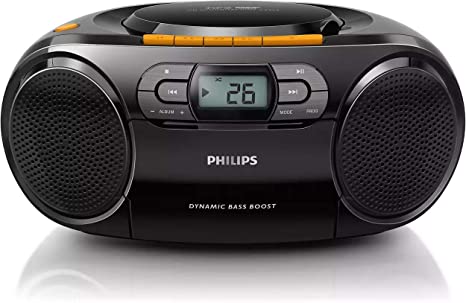 Philips Stereo CD Cassette Player, Portable Boombox, USB, FM, MP3, Tape, AZ328