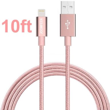 Lightning Cable, JOOMFEEN Nylon Braided Extra Long 10ft USB Syncing and Charging Cable Cord Charger for Apple iPhone se/6 plus/6s plus/6/6s/5/5S/5C, iPad 4, iPad Air 1/2, iPad Mini, iPod