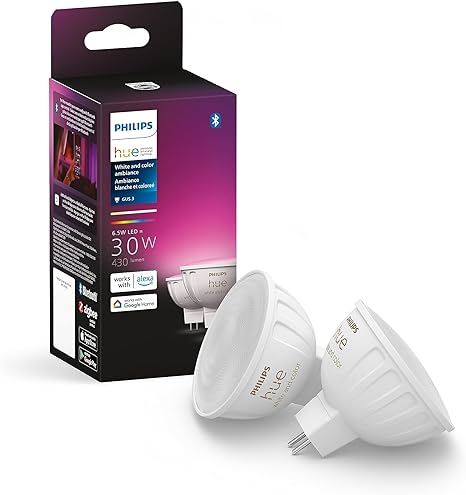 Philips Hue MR16 Smart LED Bulb White and Color Ambiance (2-Pack)