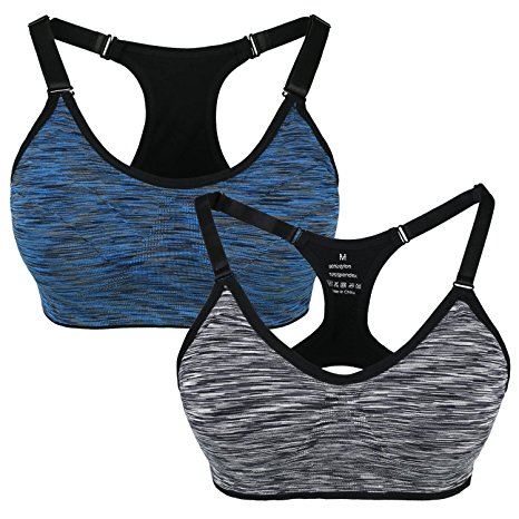 Yolev 2 Pack Sports Bra Seamless Workout and Gym Yoga Padded Sport Bra