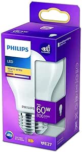 Philips LED Premium Frosted Light Bulb [E27 Edison Screw] 7W - 60W Equivalent, Warm White (2700K), Non-Dimmable