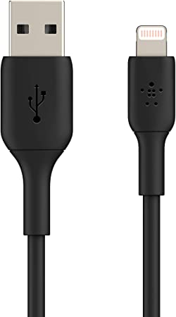 Belkin Lightning Cable (Boost Charge Lightning to USB Cable for iPhone, iPad, AirPods) MFi-Certified iPhone Charging Cable, 3ft/1m, Black, CAA001bt1MBK