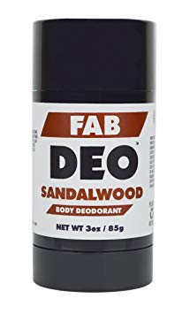 FabDeo SANDALWOOD Natural Deodorant 3 oz - Vegan and Cruelty Free - No Sulfurs or Heavy Metals - America's Favorite