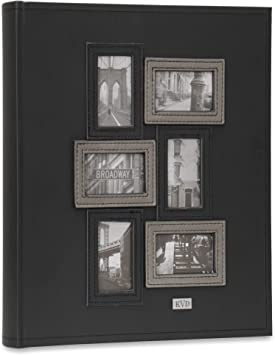 Photo Album 4x6 400 Photos, Personalized Faux Leather Frame Cover, Vertical and Horizontal - Black