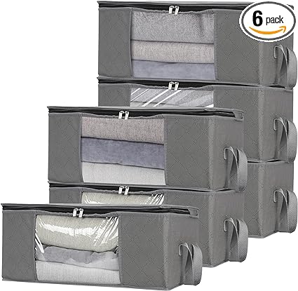 Storage Clothes Bins Closet Bags: Containers Organizer Bag Boxes Clothing Bin Box Container Organization for Organizing Blanket Cloth Pillow Sheet Sweater and Storage Totes Organizers With Lids Zipper, Foldable Fabric Bedroom Totes