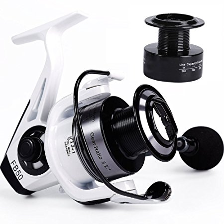 Spinning Fishing Reel,13 1 BBs Light and Smooth,Powerful Carbon Fiber Drag,2000 to 5000 Series with 2 Spools,Left/Right Interchangeable Spinning Reels Saltwater