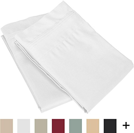 100% Egyptian Cotton 650 Thread Count, King 2-Piece Pillowcase Set, Single Ply, Solid, White