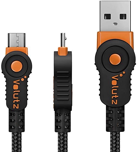 Volutz Micro USB Cable – USB 2.0 to Micro-USB Nylon Braided Fast Charge Cord for Samsung, Kindle, Android Smartphones, Galaxy S7 Edge, Moto G5, PS4 Xbox - 1m / 3.3ft (Orange)