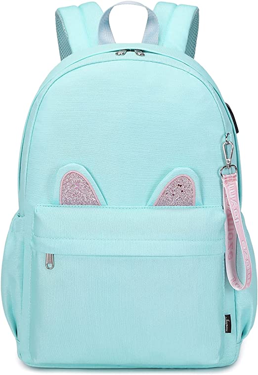 Joymoze Roomy Fashion Shimmer Cat Ears Cute School Backpack for Girl Light Green