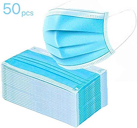 50 Pieces Flu Surgical Face Masks with earloops,Disposable Face Mouth Mask Earloop Dust Protective Face Mask Dust Filter Mouth Cover