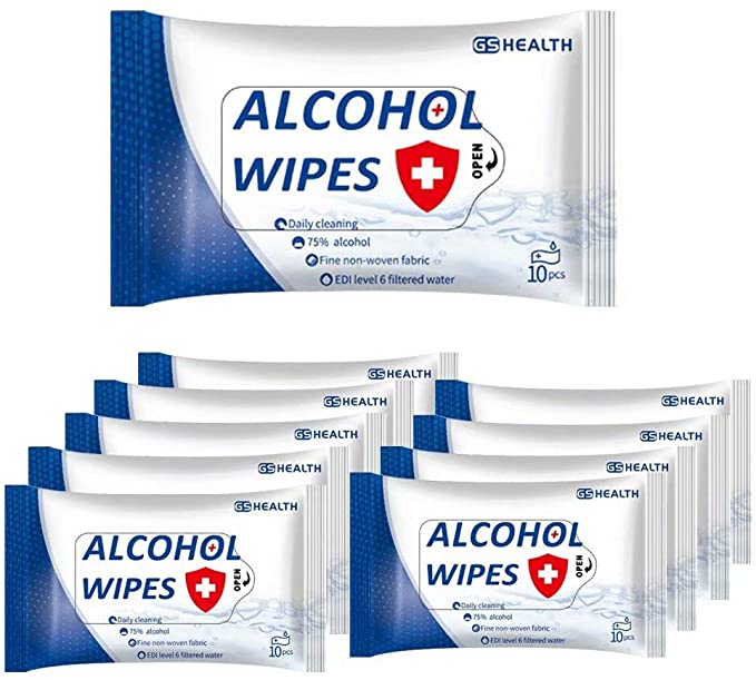 (10pack,100pcs)75% Cleaning Cotton Pads,Safe Simple No-Sting Skin Barrier Wipes.