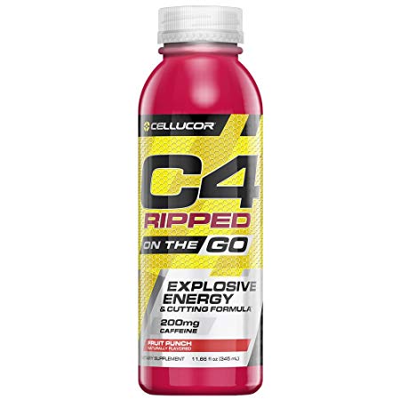 Cellucor C4 Ripped On The Go Zero Sugar Pre Workout Drink, Energy Drink   Fat Burner For Men & Women, Fruit Punch, 11.66 Ounce Bottles (Pack of 12)