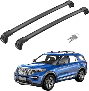 BougeRV Lockable Roof Rack Cross Bars Compatible with Ford Explorer 2020 2021 2022 2023 2024 with Side Rails, Aluminum Luggage Rack Replacement for Rooftop Cargo Carrier Kayak Canoe Bike Snowboard