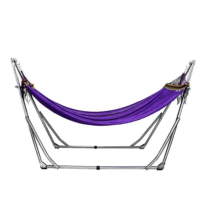 Colorful Hammock with Space Saving Folding Steel Stand Includes Portable Carrying Case for Indoor & Outdoor