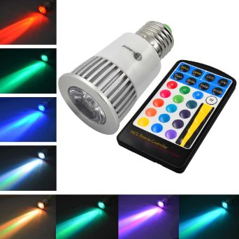 LONOVE® Memory Function Color Changing RGB LED Flash Spot Light 5W E27 28 key Remote