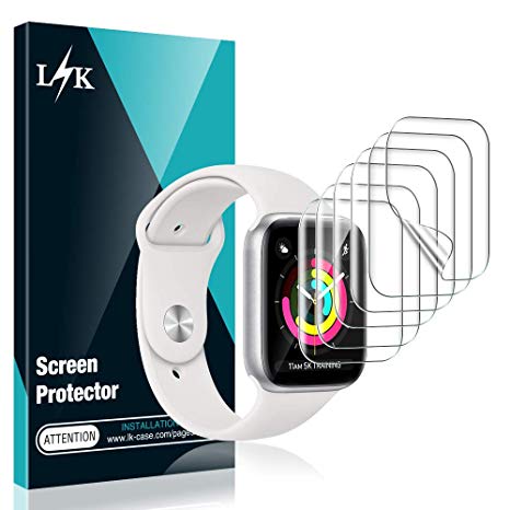 L K 6 Pack Screen Protector for Apple Watch 38mm Series 1/2/3 and 40mm Series 4/5, HD Clear Flexible Premium TPU Film Not Glass [Case Friendly] [Bubble-Free] [No Lifted Edges] TPU Soft Film