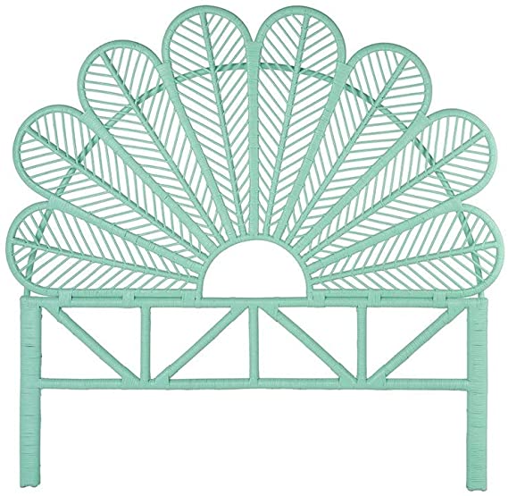 KOUBOO Rattan Petal Headboard, Full, Mint