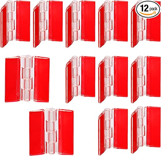 12 Pcs Acrylic Hinges Self Adhesive Clear Small Hinges Plastic Transparent Continuous Piano Hinge Folding Hinge Tools for Cabinet Drawer Furniture DIY Display Stand 45x35 mm