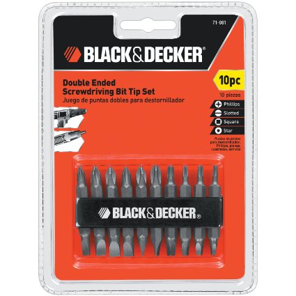 Black and Decker 71-081 Double Ended Screwdriving Bit Set 10-Piece