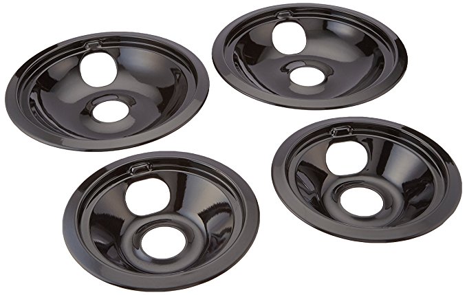 Porcelain Drip Pans for GE Hotpoint Electric Stoves 4-pc. Set - Black