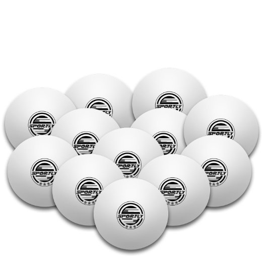 Sportly® Table Tennis Ping Pong Balls, 3-Star 40mm Advanced Training Regulation Size Balls,-12 Pk- White