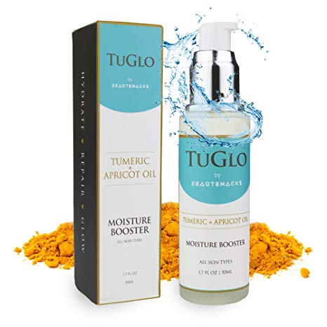 TuGlo Face Moisturizer with Tumeric & Apricot Oil For All Skin Types - Moisture Booster that Hydrates, Repairs & Revitalizes Skin