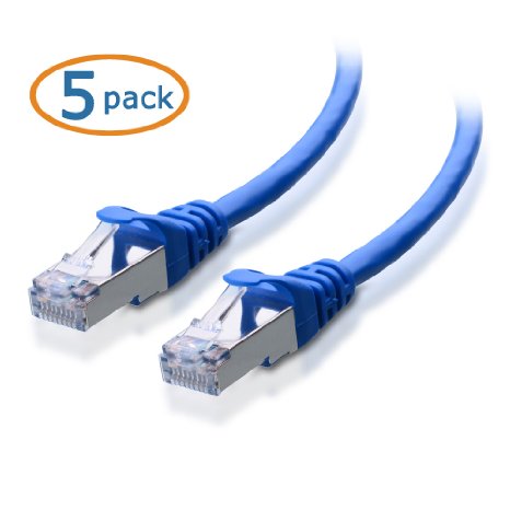 Cable Matters 5 Pack, Cat6a Snagless Shielded (SSTP/SFTP) Ethernet Patch Cable in Blue 3 Feet