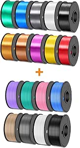 2500g 3D Printer Filament Bundle Multicolor, SUNLU Silk Filament&SUNLU PLA  Filament, 10 Pack 8 Pack