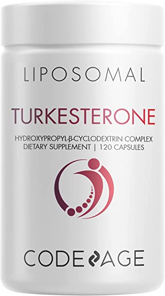 Codeage Turkesterone 500 mg Supplement, 4-Month Supply, Hydroxypropyl-β-Cyclodextrin, Liposomal Delivery For Enhanced Absorption, Sports, Pre & Post-Workouts, Ajuga Turkestanica, Vegan Non-GMO, 120 ct