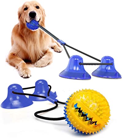 MEIREN Double Suction Cup Dog Toy, Pet Molar Bite Toy, Dog Chew Toy for Teething Dog Bite Toy for Cleaning Teeth Dog Chew Toys for Aggressive Chewers