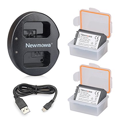 Newmowa NP-FW50 Battery (2 pack) and Dual USB Charger for Sony FW50 and Sony Alpha a3000, Alpha a5000, Alpha a6000, a6300, a6500, Alpha 7, a7,Alpha 7R, a7R, Alpha 7S, a7S, NEX-3, NEX-3N, NEX-5, NEX-5N, NEX-5R, NEX-5T, NEX-6, NEX-7, NEX-C3, NEX-F3, SLT-A33, SLT-A35, SLT-A37, SLT-A55V, Cyber-shot DSC-RX10,DSC-RX10M3, DSC-RX10M2