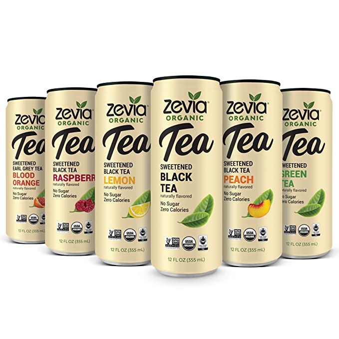 Zevia Organic Tea Time Variety Pack, 12 Count, Sugar-Free Brewed Iced Tea Beverage, Naturally Sweetened with Stevia, Zero Calories, No Artificial Sweeteners