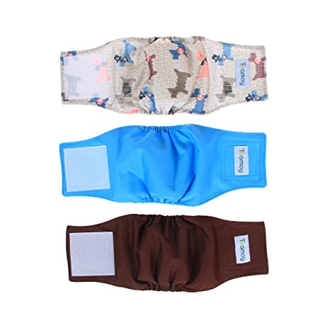 Teamoy Reusable Wrap Diapers for Male Dogs, Washable Puppy Belly Band