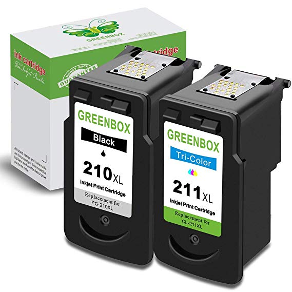 GREENBOX Remanufactured Ink Cartridge Replacement for Canon PG-210XL 210 XL CL-211XL 211 XL Used in Canon PIXMA MP495 IP2702 MP230 MP240 MP250 MP280 MP480 MP490 MP499 MX330 MX340 MX350 MX410 MX420