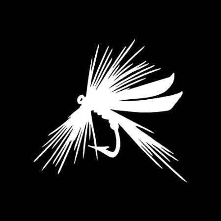 Fly Fishing Lure Hook - Vinyl Decal Sticker - 4" x 3.75" - White