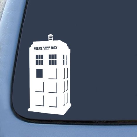 Bargain Max White Corner Police Box Tardis Sticker Decal Notebook Car Laptop 8" (White)