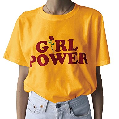 Pxmoda Womens Girl Power Print T Shirt Hippie Summer Tops