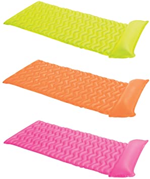 Intex Tote-N-Float Wave Inflatable Air Mat, 90" X 34", (Colors May Vary), 1 Pack