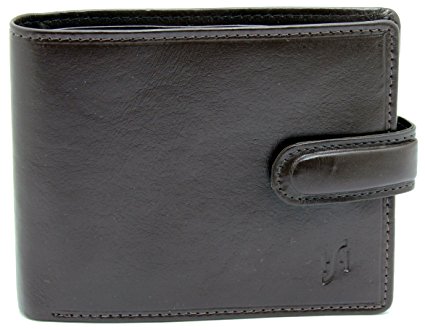 STARHIDE MENS DESIGNER VT RICH LEATHER TWO TONE LUXURY WALLET IN BLACK / BROWN - GIFT BOXED #835