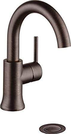 DELTA Trinsic Bronze Bathroom Faucet, Single Hole Bathroom Faucet, Single Handle, Diamond Seal Technology, Drain Assembly, Venetian Bronze 559HA-RB-DST
