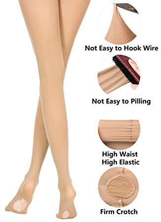 MOLLDAN Girls' Dance Ballet Tights for Women Pro Ultra Soft Convertible Transition Tight(Toddler/Little Kids/Adult/Student/Big Kid)