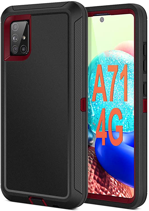 Jelanry Galaxy A71 Case Armor Protective Shell Shockproof Outdoor Sports Rugged Anti-Scratches Cover Non-Slip Bumper Hybrid Phone Case for Samsung Galaxy A71 4G Black/Red
