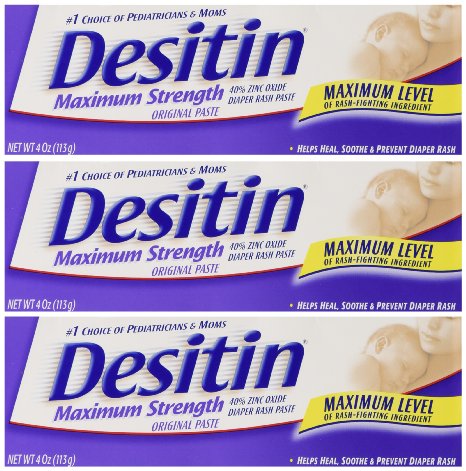 Desitin Maximum Strength Original Diaper Rash Paste 4 oz tube (Pack of 3)