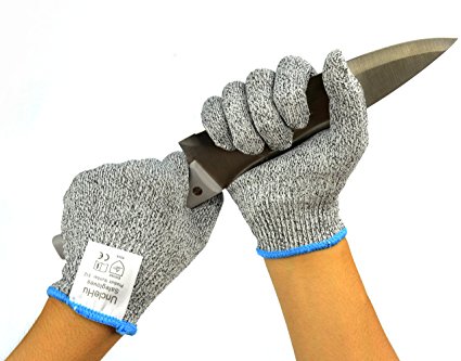 UncleHu Cut Resistant Gloves - High Performance Food Grade Level 5 Protection - Lightweight, Breathable, Comfortable - Kitchen Cooking Cutting Slicing Carving Mandolin Proof, Safety for Chef (Large)