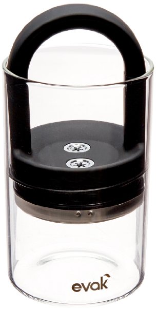 Best PREMIUM Airtight Storage Container for Coffee Beans, Tea and Dry Goods - EVAK - Innovation that Works by Prepara, Glass and Stainless, Soft Touch Black Handle, Medium