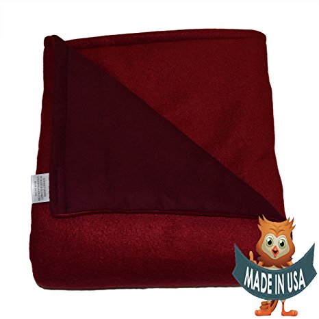 Young Adult Medium Weighted Blanket by Sensory Goods 13lb Heavy Pressure - Burgundy - Fleece/Flannel (41'' x 58'')