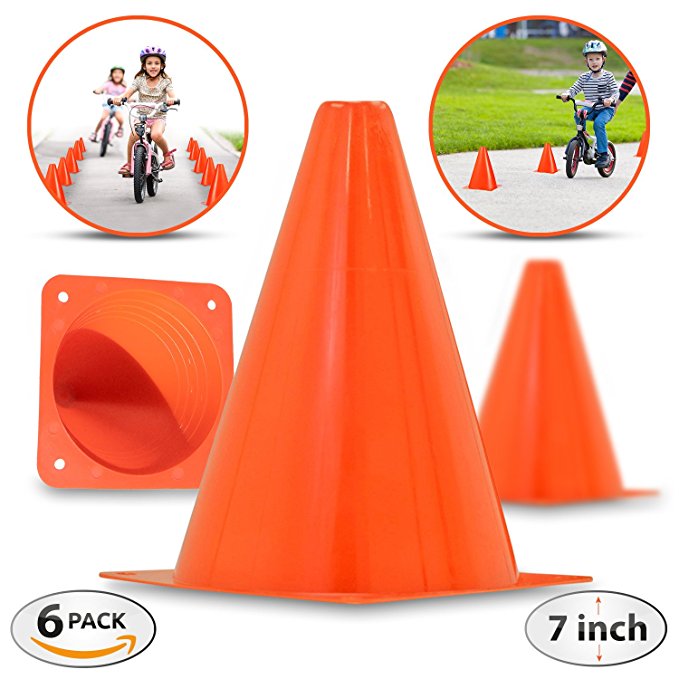 Premium 7-Inch Plastic Traffic Cones (6-Pack) | Orange, Multipurpose Construction Theme Party Cones For Various Activities & Events| Perfect For Kid Parties, Indoor, Outdoor & Festive Events