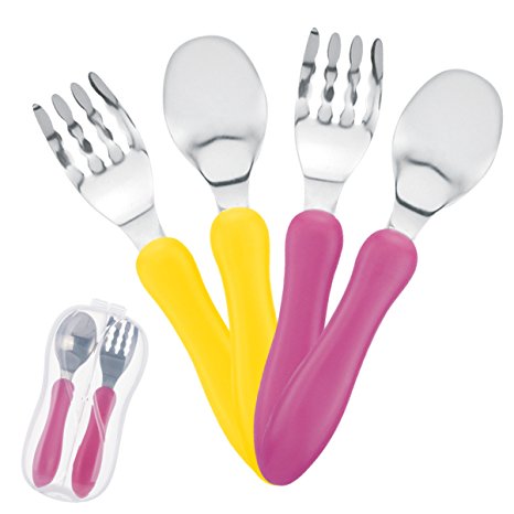 Toddler Utensils Cutlery Set-Toddler Fork and Toddler Spoons with Bonus Baby Utensils Travel Friendly Carrying Case-Perfect Self Feeding Baby Spoons and Baby Forks