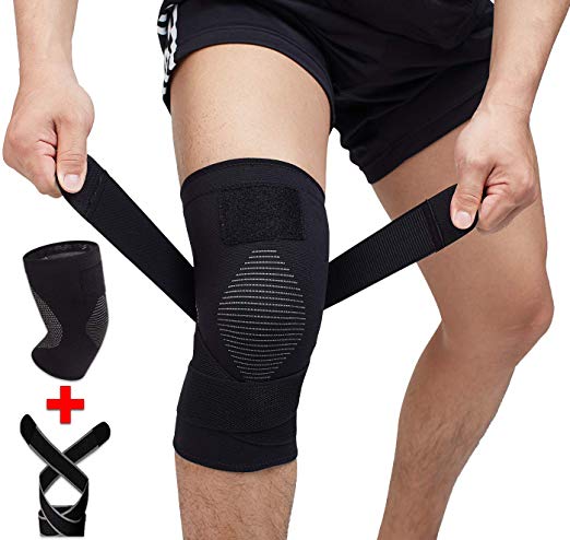 Venture Pal Knee Compression Non-Slip Sleeve with Detachable Strap- Best Knee Brace Support for Running,Soccer, Basketball,Gym - Perfect Treatment for Joint Pain Relief,Meniscus Tear,Arthritis