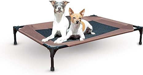 K&H Pet Products Cooling Elevated Dog Bed Outdoor Raised with Washable Breathable Mesh, Cot No-Slip Rubber Feet, Portable Indoor Bed, Large Chocolate/Black Mesh